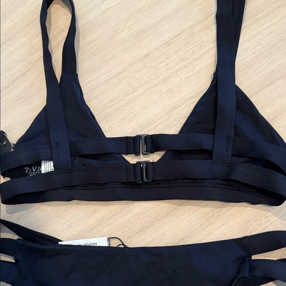 Tavik Black Bikini Set Strappy Minimal Swimwear NWT Size S / M - Picture 3 of 7